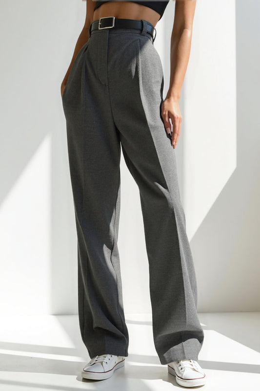 Spodnie z szerokimi nogawkami z mieszanki tkanin | Wysoki stan | Eleganckie i wygodne