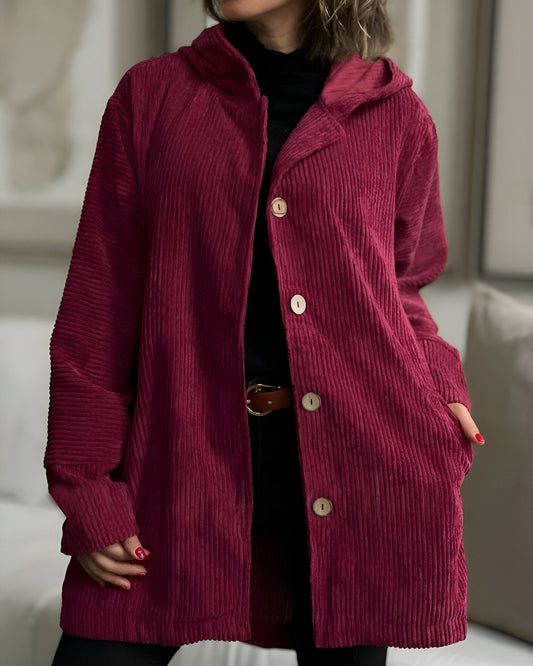 Anika | Veste décontractée à capuche en velours côtelé